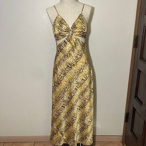 Chic Yellow and Brown Maxi Dress